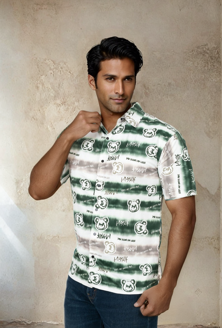 Panda Stripe Shirts Green