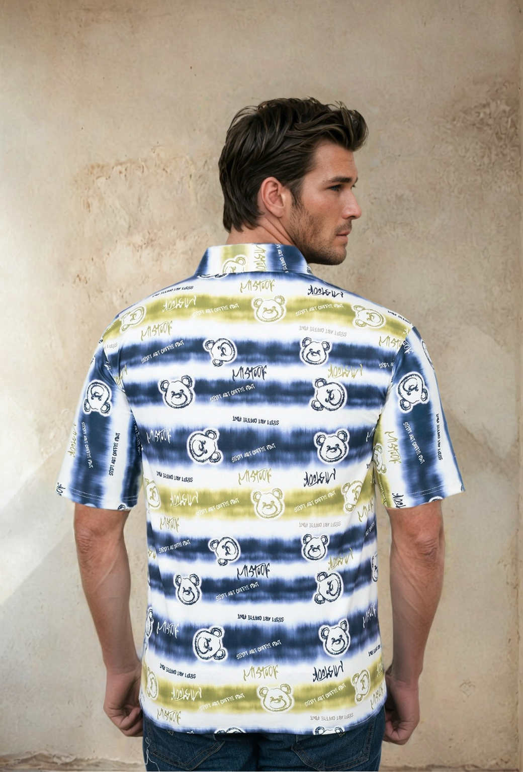 Panda Stripe Shirts Blue