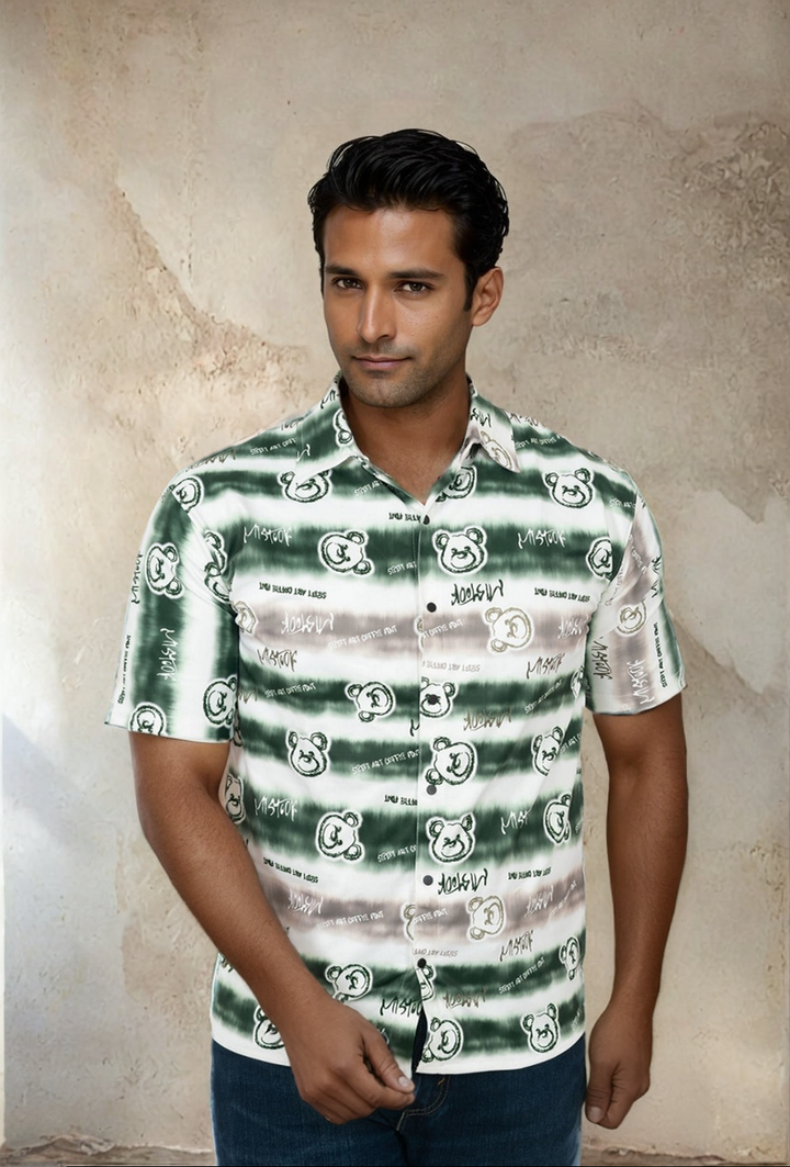 Panda Stripe Shirts Green